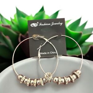 Fashion Jewelry Gold Beaded Hoop Earrings